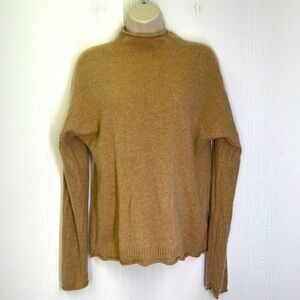 J. Crew - Tan Mock-neck 100 Percent Cashmere Long Sleeve Soft Sweater Size Sm